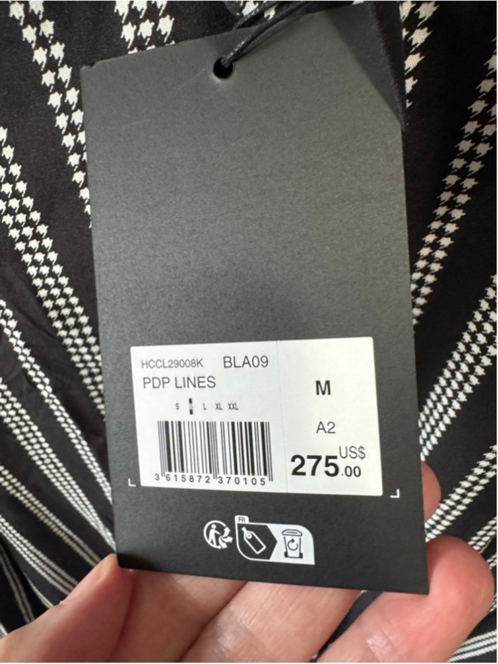 Men's The Kooples PDP Lines Black & White Dot/Stripe Button Down Shirt M NWT - Picture 10 of 16
